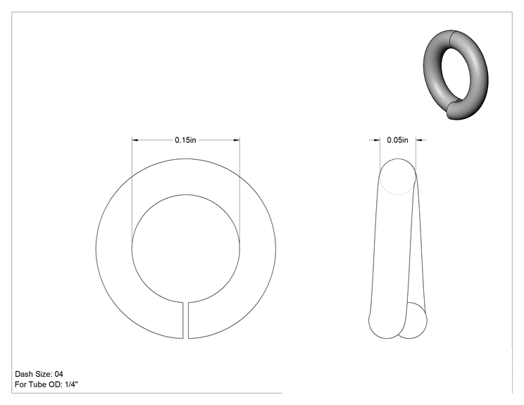 Teknik Çizim - 1/4" Dış Çaplı O-Ring Yüz Conta Bağlantısı için Lehimleme Halkası