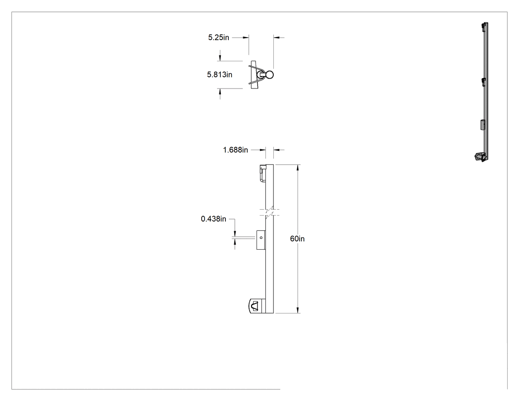 Teknik Çizim - 60 inç Yükseklik x 1-11/16 inç Dış Çaplı İskele Direği