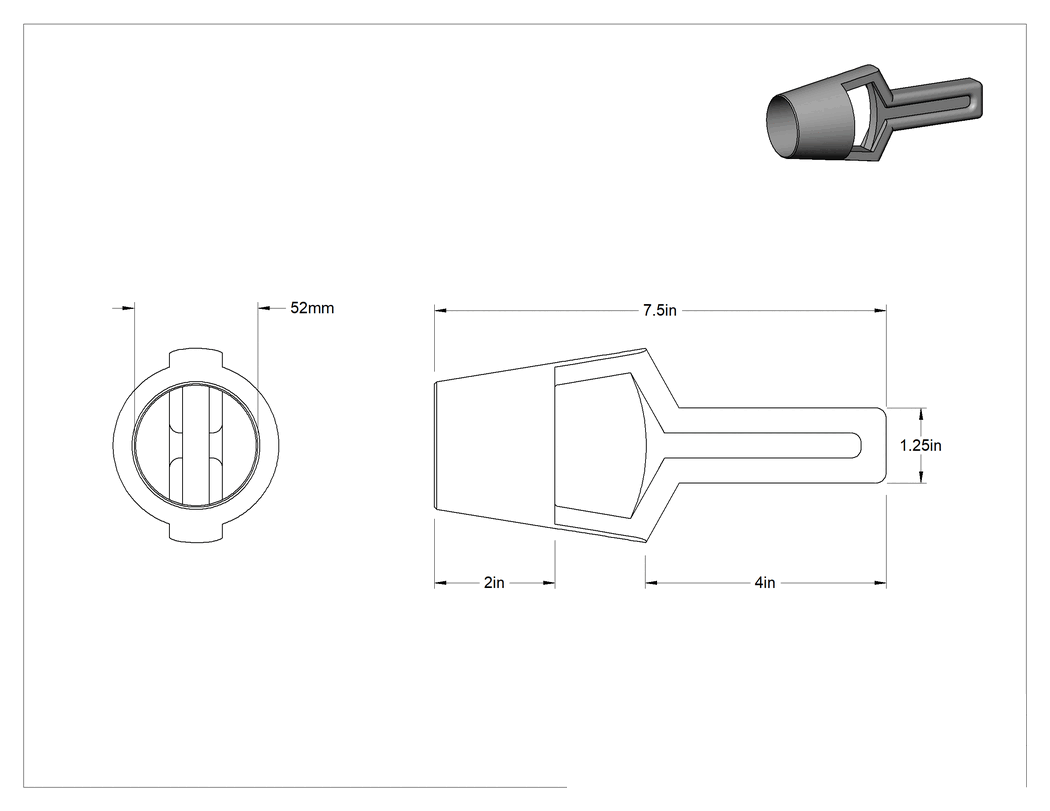 Teknik Çizim - Çekiçle Çalışan Delgeç, 52 mm Delik Çapı için