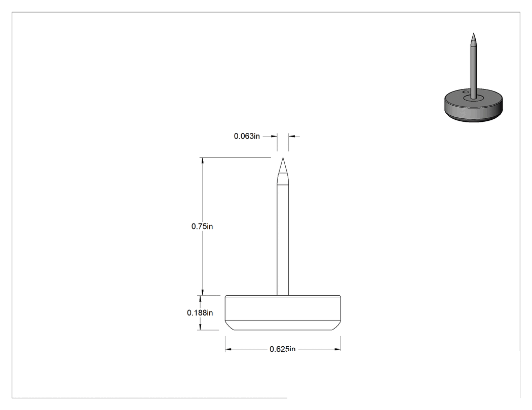 Teknik Çizim - Çekiçle Takılan Koruyucu Ayaklar, 5/8" Çaplı Plastik Tabanlı