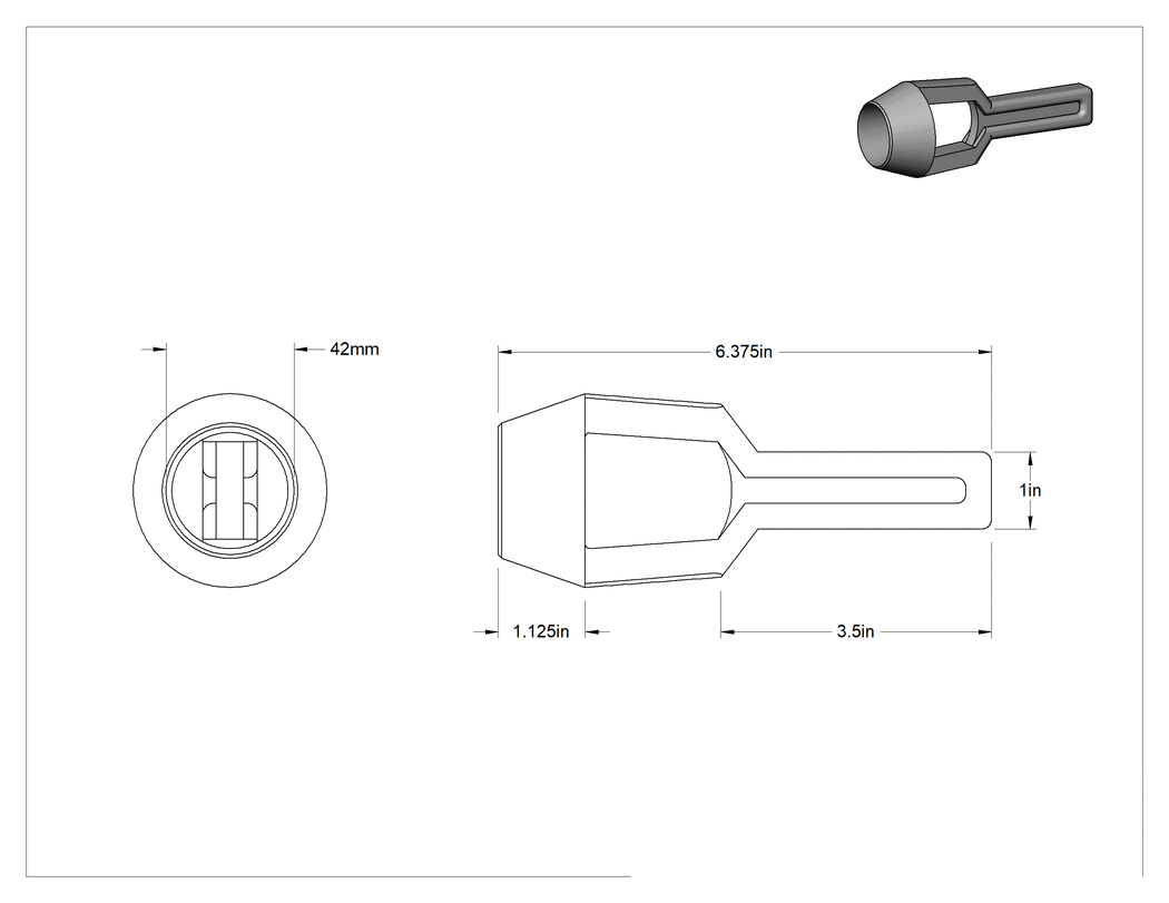 Teknik Çizim - Çekiçle Çalışan Delgeç, 42 mm Delik Çapı için