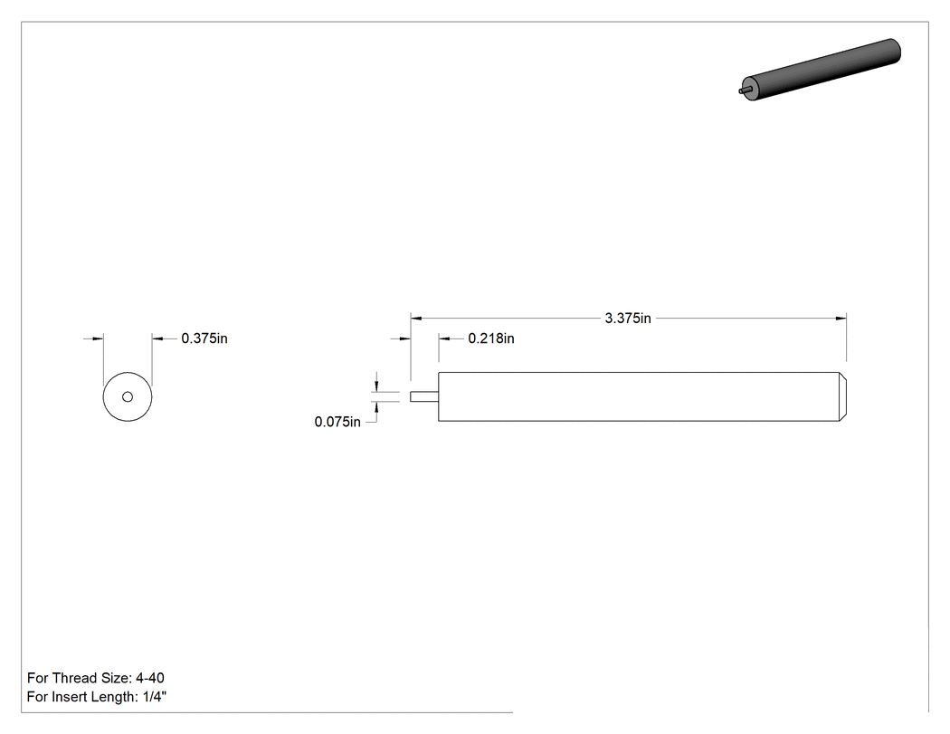 Teknik Çizim - 1/4" Uzunlukta 4-40 Boyutlu İt-Genişletme Dişli Ekler için Montaj Aleti