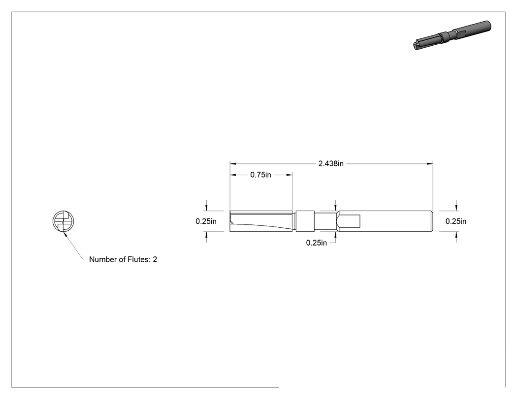 Teknik Çizim - Kenar Kesme Freze Ucu, Kaplamasız Yüksek Hızlı Çelik, Üst Pilot, 1/4" Kesme Çapı, 3/4" Kesme Uzunluğu