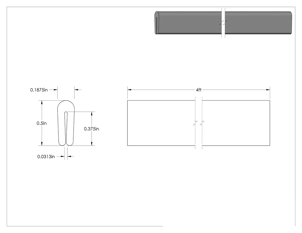 Teknik Çizim - Plastik Kenar Çıtası, İletken, 1/32" Genişlik x 3/8" İç Yükseklik