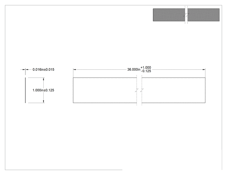 Teknik Çizim - Hava Koşullarına Dayanıklı EPDM Kauçuk Şerit, Arka Yüzü Yapışkanlı, 1" x 36", 1/64" Kalınlık