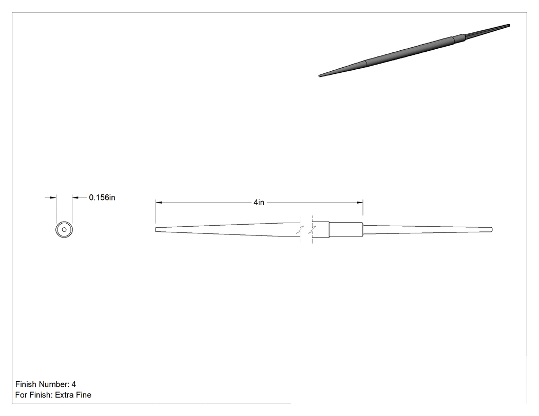 Teknik Çizim - Hassas Yuvarlak Törpü, Ekstra İnce Yüzey için, 4" Uzunluk x 5/32" Çap