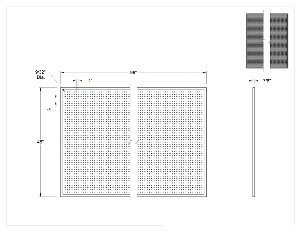 Teknik Çizim - Delikli Pano, Meşe Çerçeveli, 96 inç Genişlik x 48 inç Yükseklik