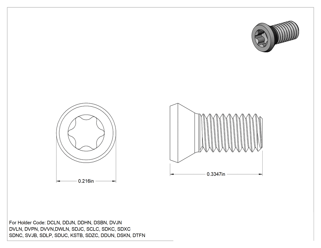 Teknik Çizim - Sb4085TR Karbür Uç Tutucuları Delmek için Torx Vida