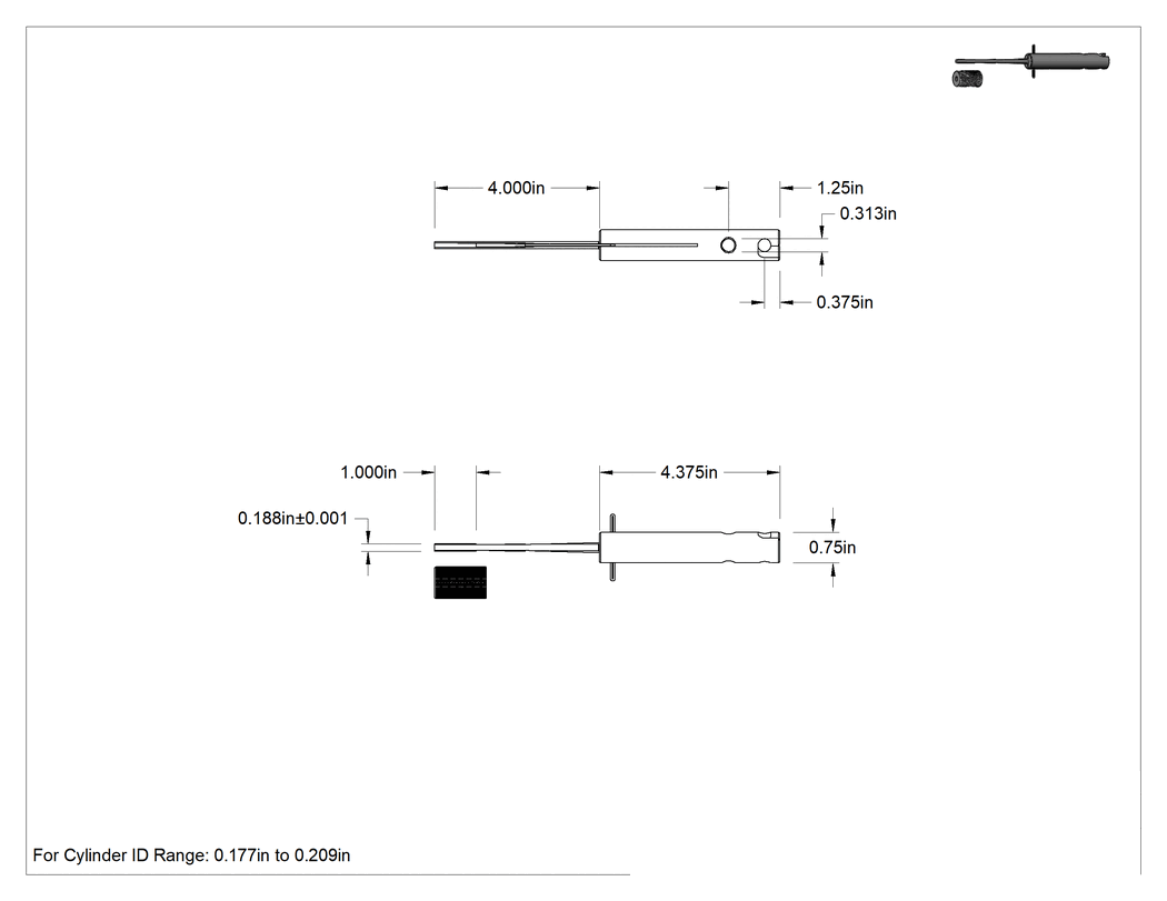Teknik Çizim - Takım Tezgahları için Rigid Silindir Hon, 0.177" ila 0.209" Silindir İç Çapı için Honlama Kiti