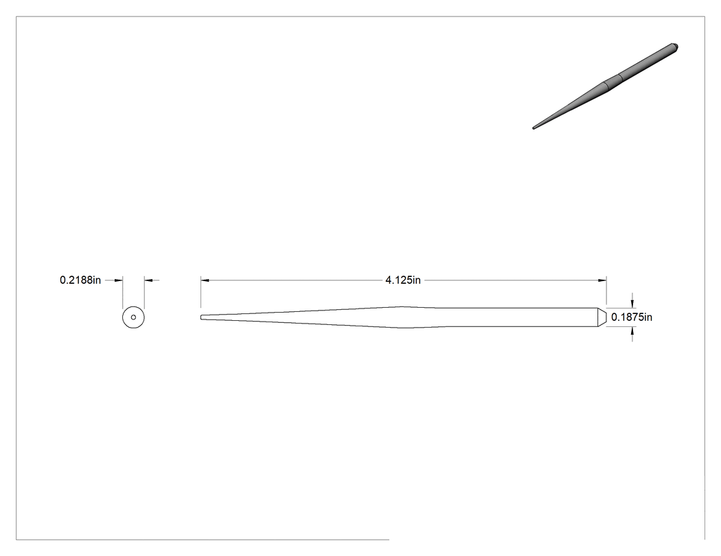 Teknik Çizim - Havalı Törpü için 3/16" Şaft Çaplı Yuvarlak Törpü