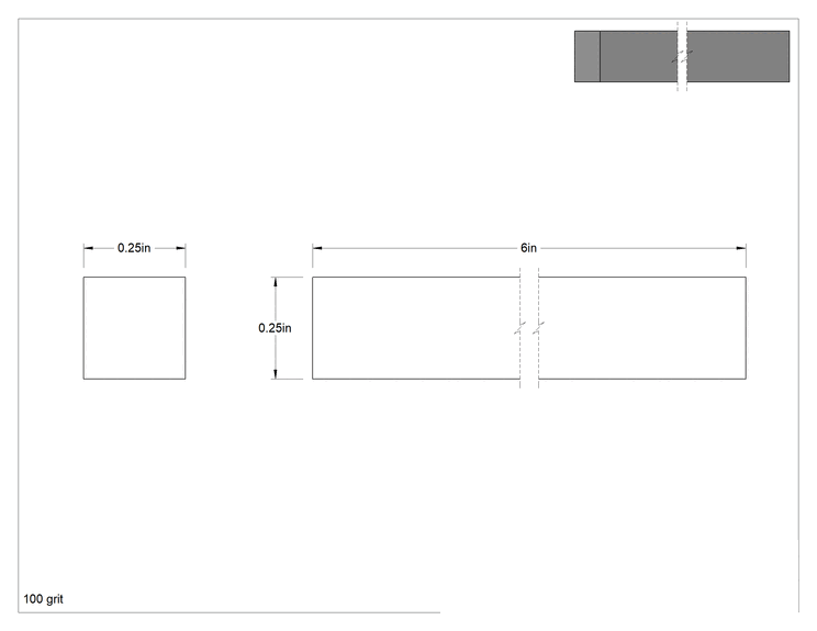 Teknik Çizim - Parlatma Taşı, Silikon Karbür, 100 Kum, 6" Uzunluk x 1/2" Genişlik x 1/4" Kalınlık