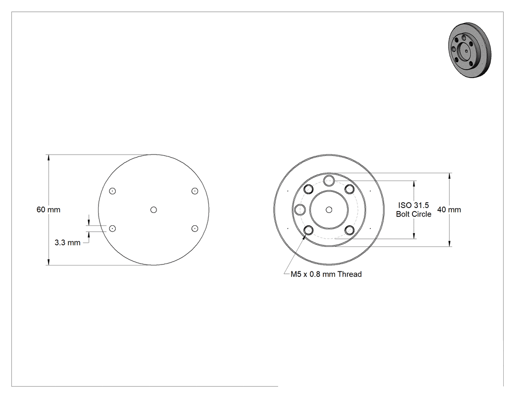 Teknik Çizim - İki Robot Aleti için Montaj, ISO Montaj Desenli, 31.5 mm Cıvata Çember Çapı