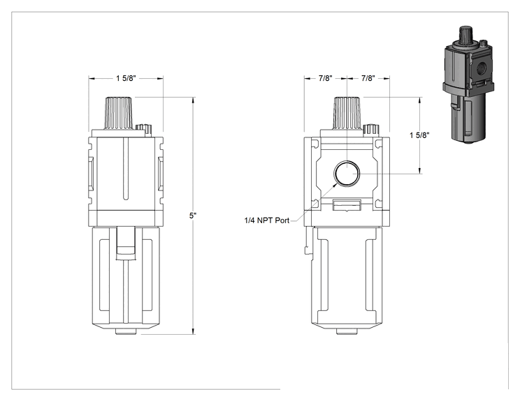 Teknik Çizim - ARO 1000 Serisi Hava Yağlayıcı, 1/4 NPT Dişi