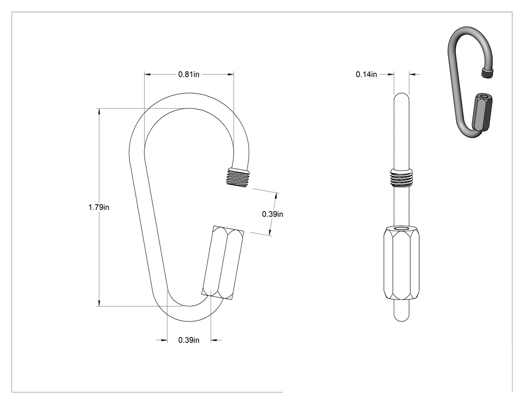 Teknik Çizim - Armut Şeklinde Hızlı Bağlantı, Çinko Kaplı Çelik, 1/8" Kalınlık, Kaldırma Amaçlı Değildir