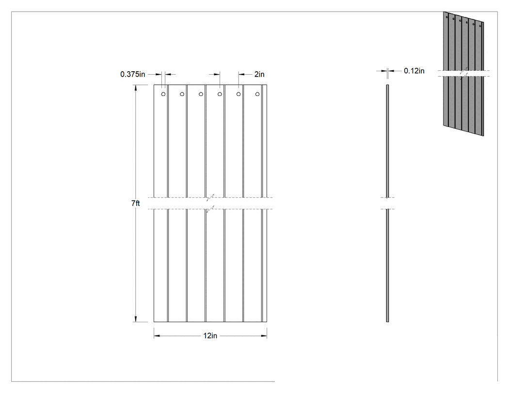 Teknik Çizim - Düşük Sıcaklık Çizilmeye Dayanıklı Kapı Şeridi, 12" Genişlik x 0.12" Kalınlık, 7 Fit Uzunluğunda