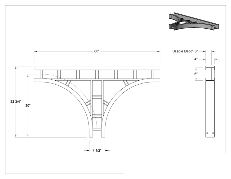 Teknik Çizim - Kablo ve Hortum Kanalı için 6" Genişliğinde Yatay T Parçası