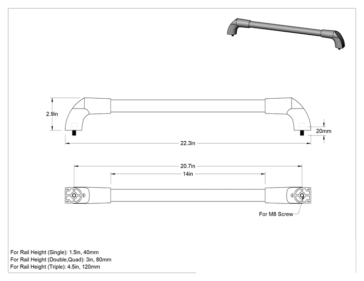 Teknik Çizim - Gümüş Alüminyum Kesim Boyu Çekme Kolu, T-Yivli Çerçeveleme için 14 inç Uzunluk
