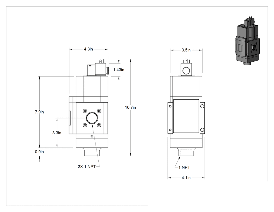 Teknik Çizim - Modüler Sıkıştırılmış Frls için Hava Tahliye Valfi, Yavaş Başlatma, Festo Serisi MS9 için, 1 NPT Dişi