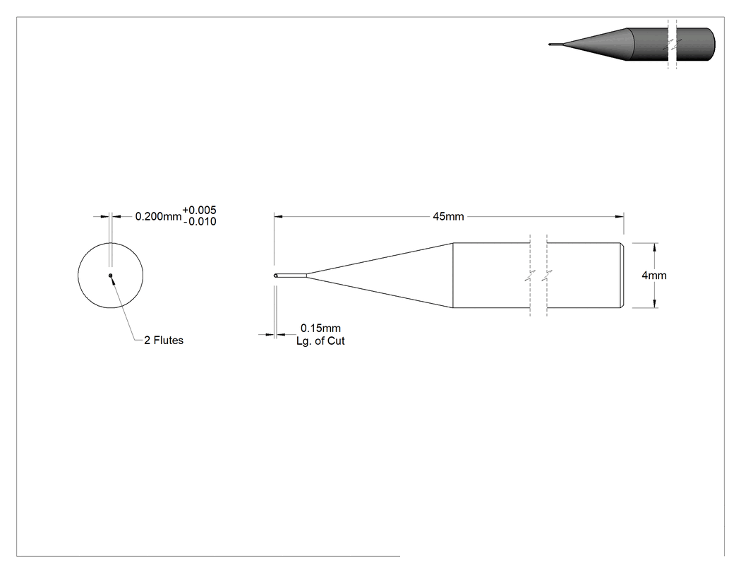 Teknik Çizim - Takım Çeliği için Karbür Küresel Uçlu Freze, Sertleştirilmiş Çelik, ve Demir, 0.2 mm Freze Çapı, Rockwell C63