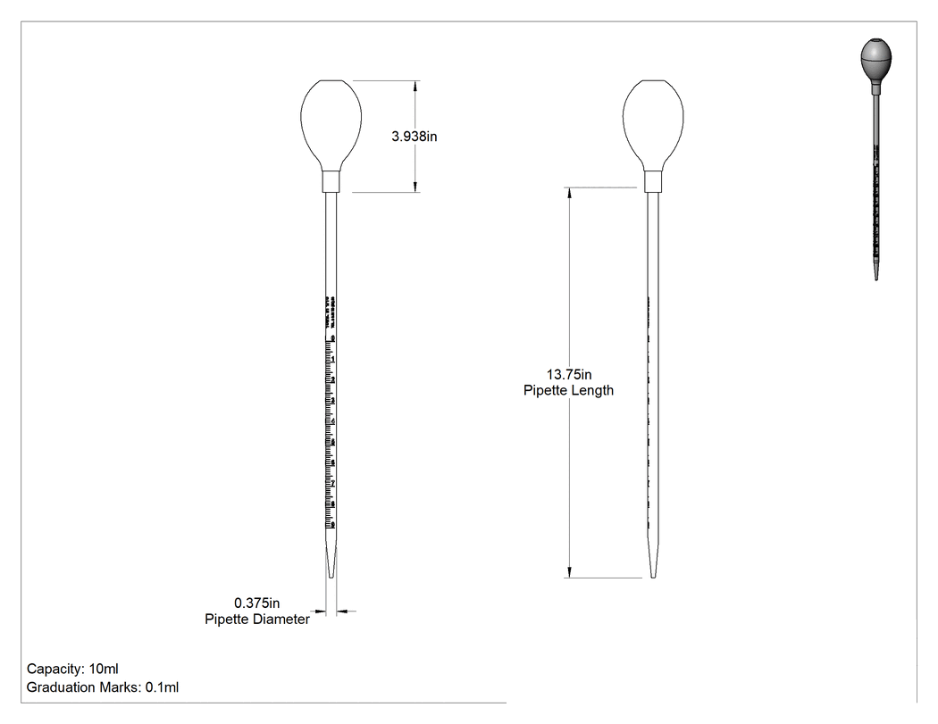 Teknik Çizim - Pipet, Ampul Tipi Pompalı, 10 ml Kapasite