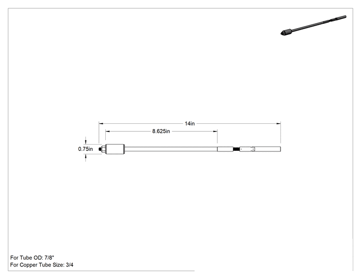 Teknik Çizim - 3/4" Bakır Boru için Akış Durdurucu