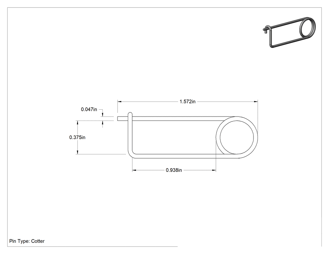 Teknik Çizim - Uzun Ömürlü Tel Çıtçıtlı Kopilya, Çinko Kaplı Yay Çeliği, 3/64" Tel Çapı