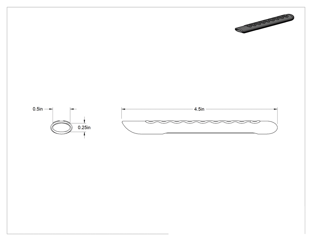 Teknik Çizim - Dalga Desenli Dikdörtgen Tutamaklar, 1/4" Yükseklik x 1/2" Genişlik Dış Çap için