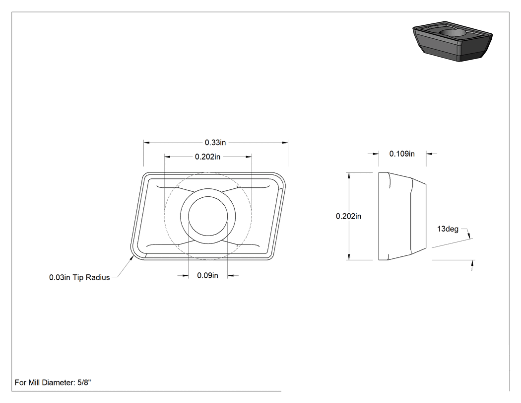 Teknik Çizim - Karbür Uçlu Matkap/Freze Ucu için 5/8" Freze Çapı Tutucusu Yan Eklentisi