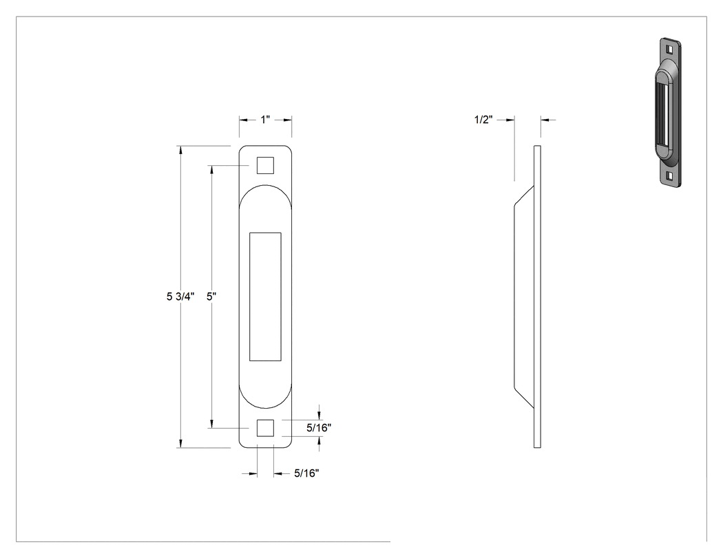 Teknik Çizim - E-Track, Plaka, Çinko Kaplı Çelik, 1" Uzunluk
