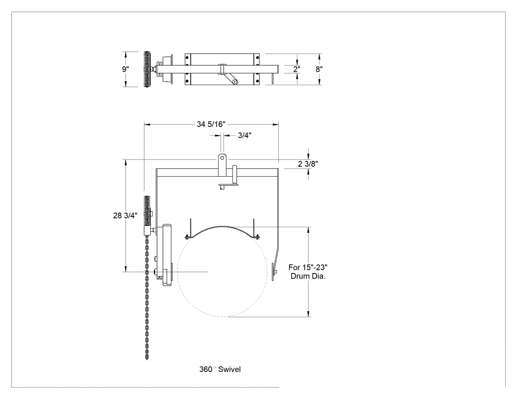Teknik Çizim - Pedli Eğilebilir Varil Kaldırıcı