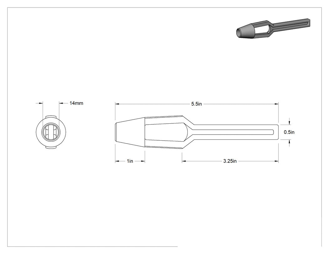 Teknik Çizim - Çekiçle Çalışan Delgeç, 14 mm Delik Çapı için