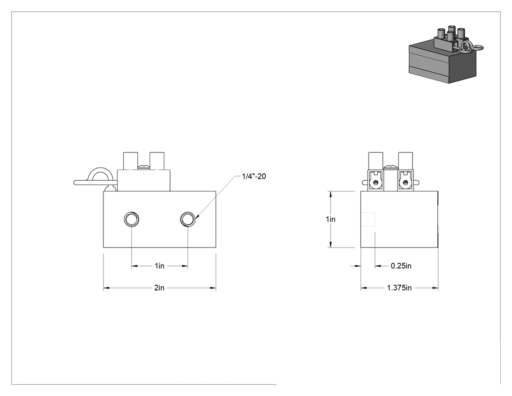 Teknik Çizim - Paralel Kutuplu Sabit Kablolu Elektromıknatıs, 24V DC, 5W