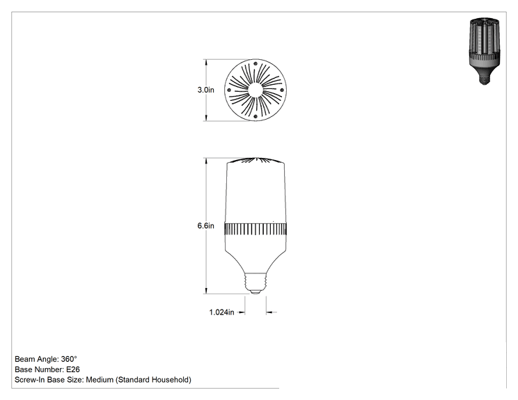 Teknik Çizim - Tehlikeli Ortamlar İçin LED Ampuller Yüksek Yoğunluklu Deşarj (HID) Lambaları, E26 Taban, Bay Lights için, 150W Metal Halide Eşdeğeri