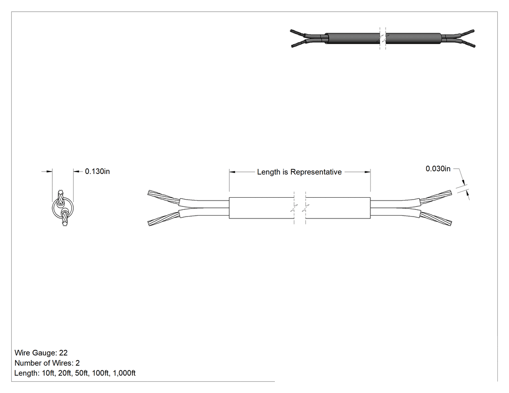 Teknik Çizim - RTD Kabloları, FEP Yalıtım ve Kılıf Malzemesi, 22 AWG Tel