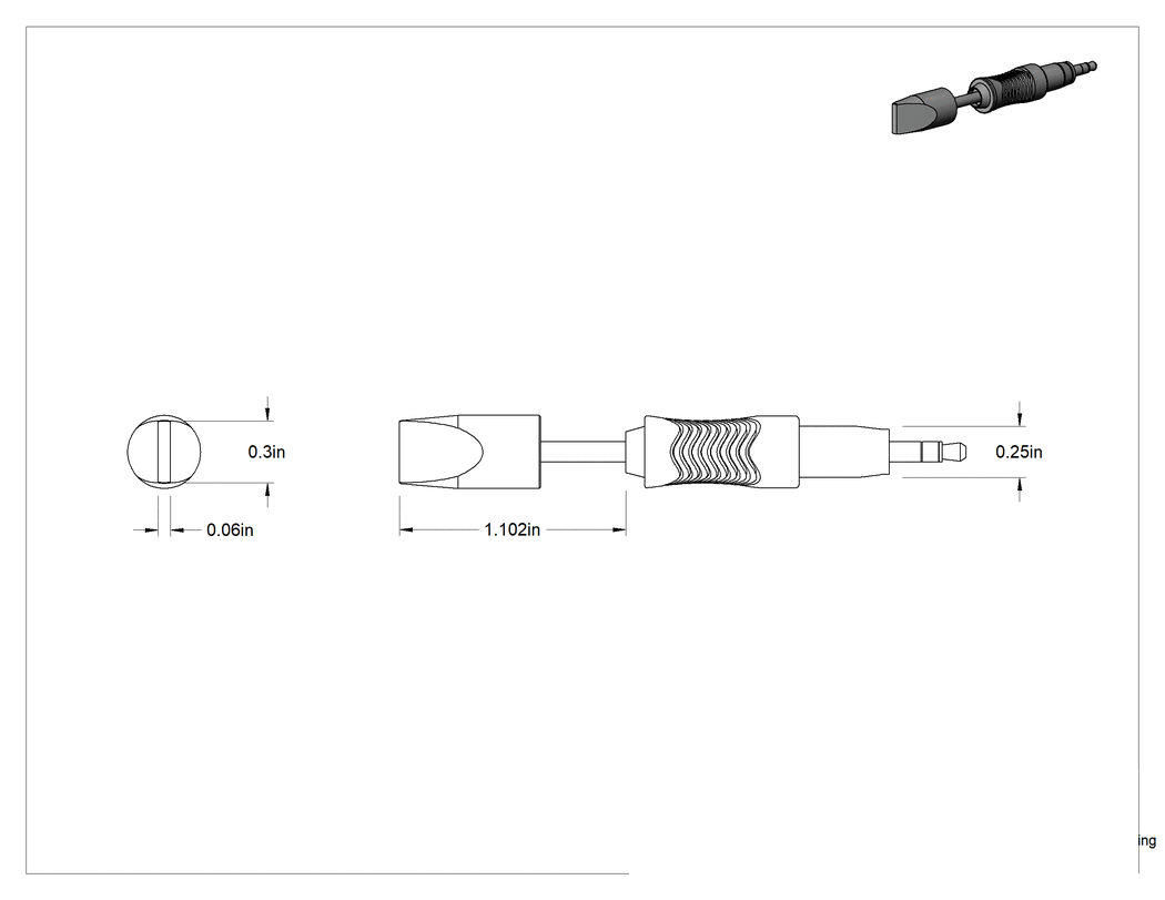 Teknik Çizim - Lehimleme İstasyonları için Weller Model Numarası Rtus 076 S MS Lehim Havyası Ucu