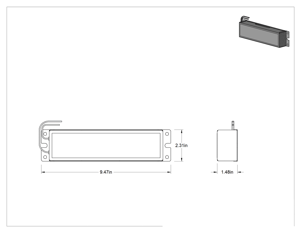 Teknik Çizim - LED Sürücü, Programlanabilir, 120-277VAC Giriş, 100-285 VDC Çıkış