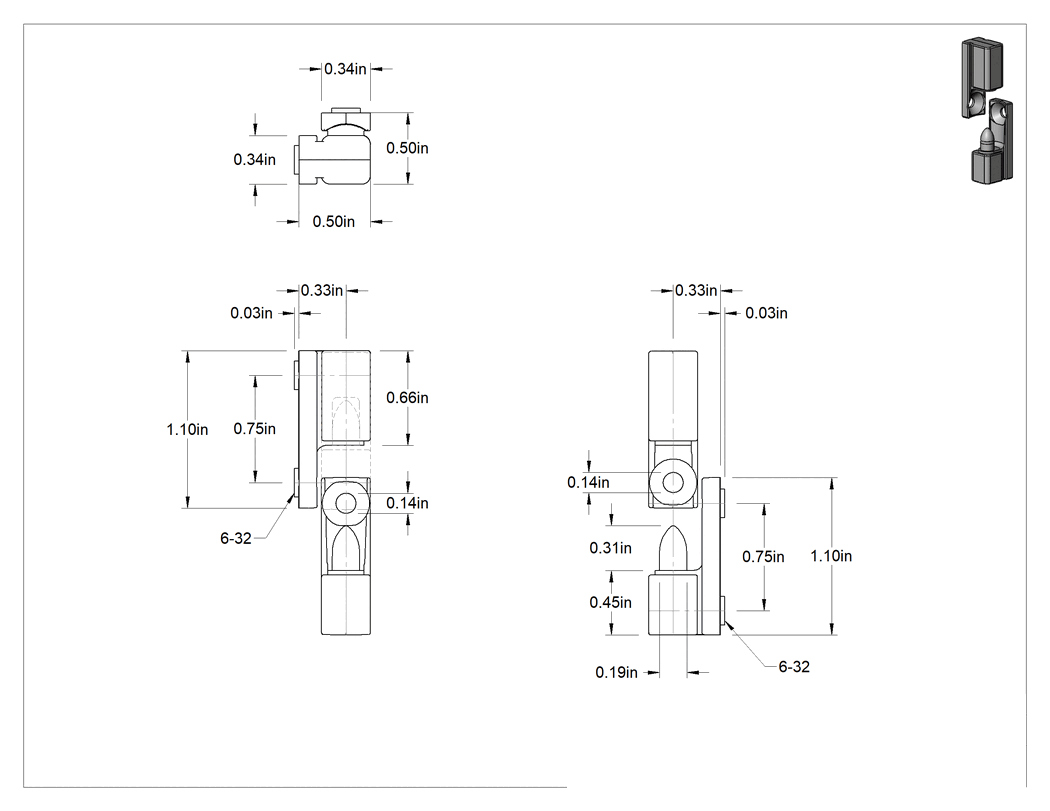 Teknik Çizim - Delikli Dar Profilli Kaldırmalı Menteşeler, Kapaklı Kapı, Ters Çevrilebilir Kapı Montajı, 1-1/8" x 5/16"