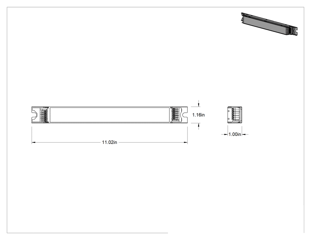 Teknik Çizim - LED Sürücü, Programlanabilir, Doğrusal, 120-277VAC Giriş, 50W Çıkış