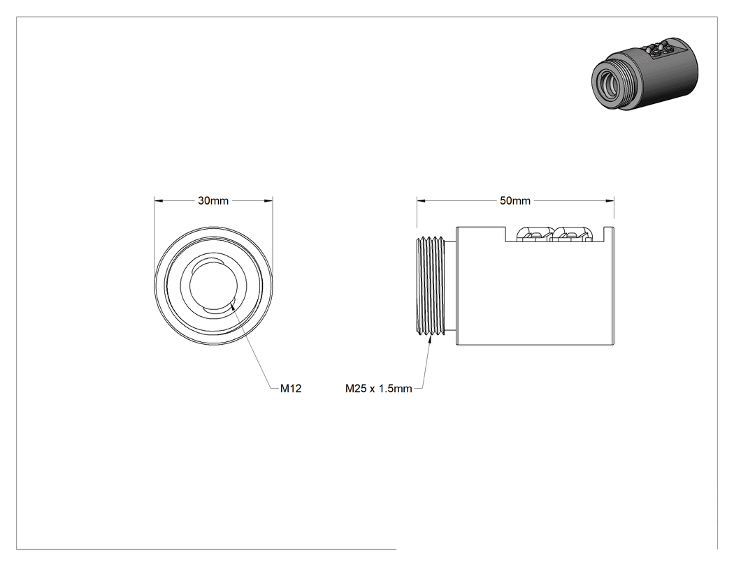 Teknik Çizim - Hızlı Hareketli Top Vidaları için M12 Dış Dişli Karbon Çelik Top Somunu