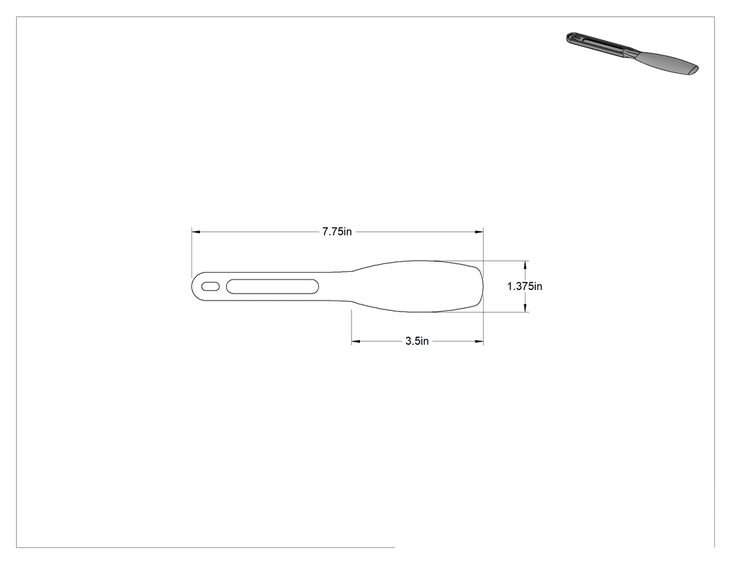 Teknik Çizim - Yuvarlak Uçlu Plastik Spatula, 1-3/8" Genişlik x 3-1/2" Uzunluk Bıçak, 7-3/4" Uzunluk