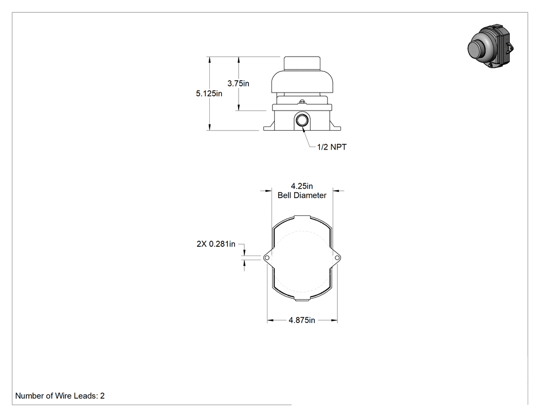 Teknik Çizim - Zil Alarmlı Yanıp Sönen Işık, Dış Mekan Kullanımı için, 24V AC, 4-1/4" Çap, Sarı Işık