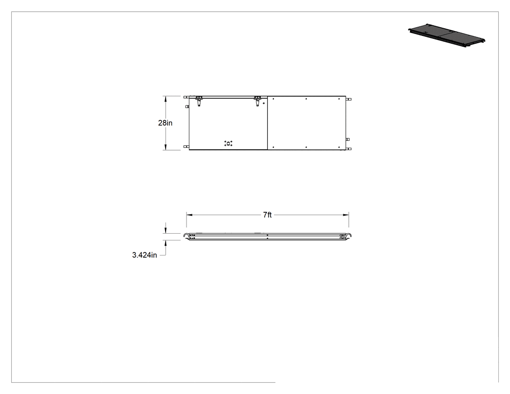 Teknik Çizim - Erişim Kapılı Kontrplak İskele Tahtası, 7 Fit Uzunluğunda