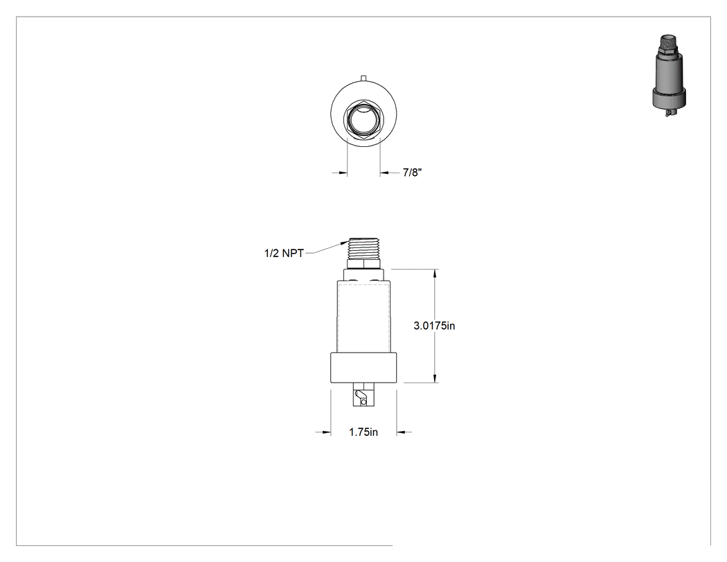 Teknik Çizim - Yağ Gözlem Camı, Pirinç, 1/2 NPT, 1 Ons, Evrensel Montaj