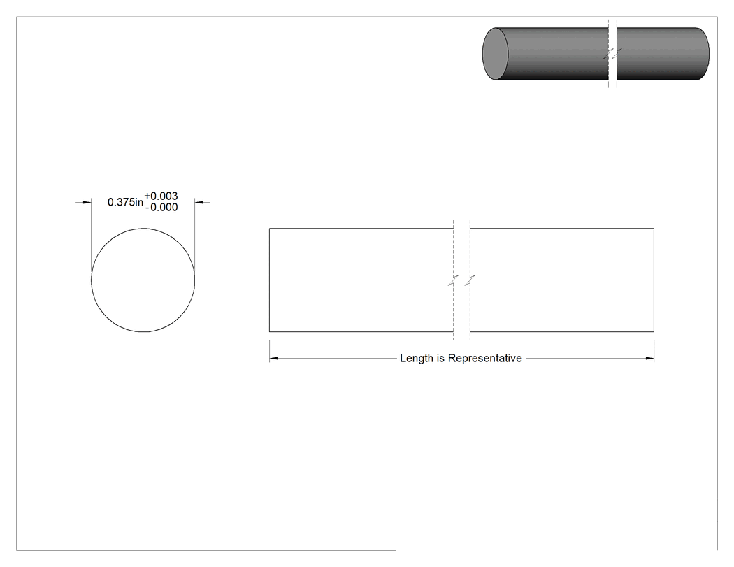 Teknik Çizim - Kimyasal Dayanıklı PPS Çubuk, 3/8" Çap