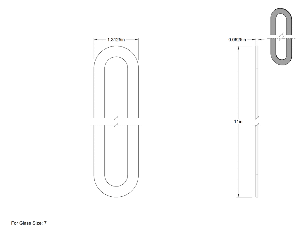 Teknik Çizim - 7 Numaralı Düz Oval Ölçüm Camı için Conta