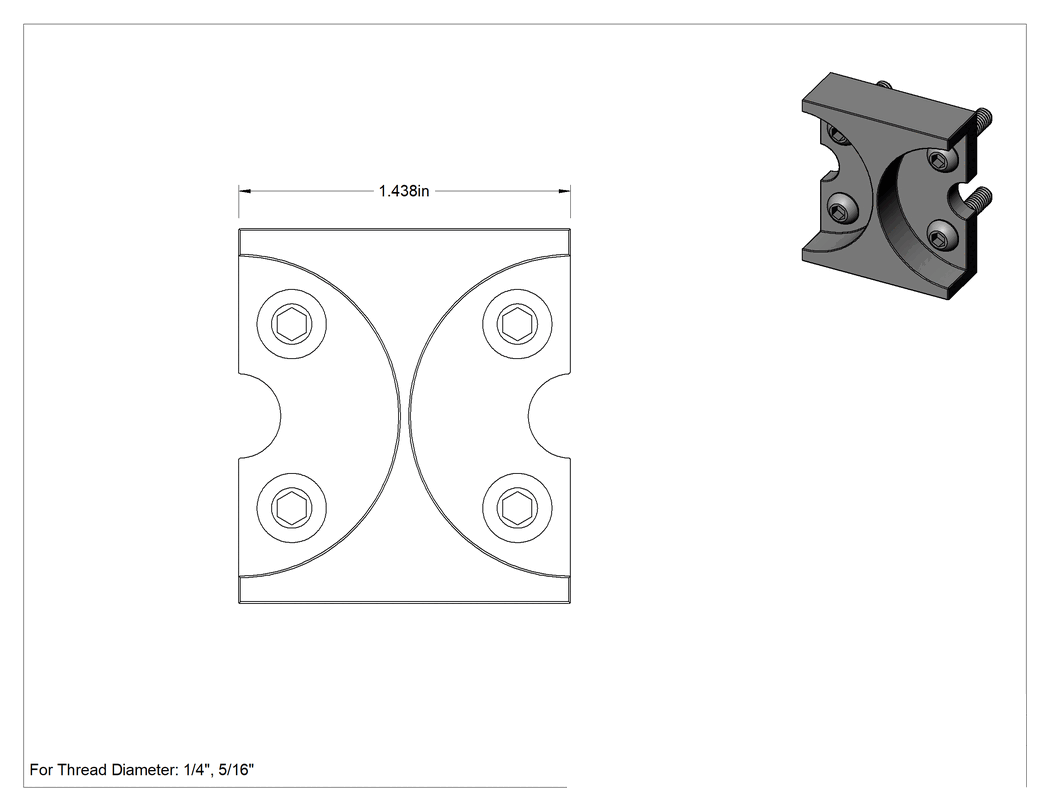 Teknik Çizim - Dişli Halka Kalıp Tutucu, 1/4" ve 5/16" Diş Çapları için