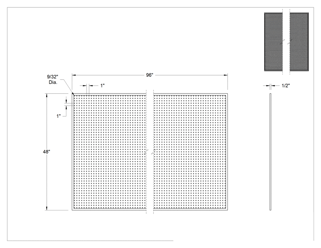 Teknik Çizim - Delikli Pano, Alüminyum Çerçeveli, 96 inç Genişlik x 48 inç Yükseklik