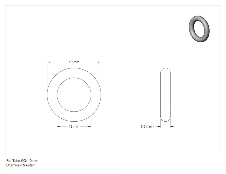 Teknik Çizim - 10 mm Dış Çaplı Boru için Viton® O-Ring