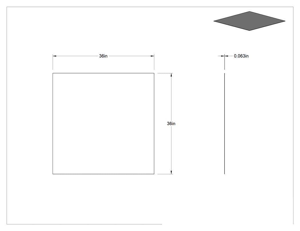 Teknik Çizim - Conta Malzemesi, Suya ve Buhara Dayanıklı EPDM Levha, 36 inç Genişlik x 36 inç Uzunluk, 1/16" Kalınlık