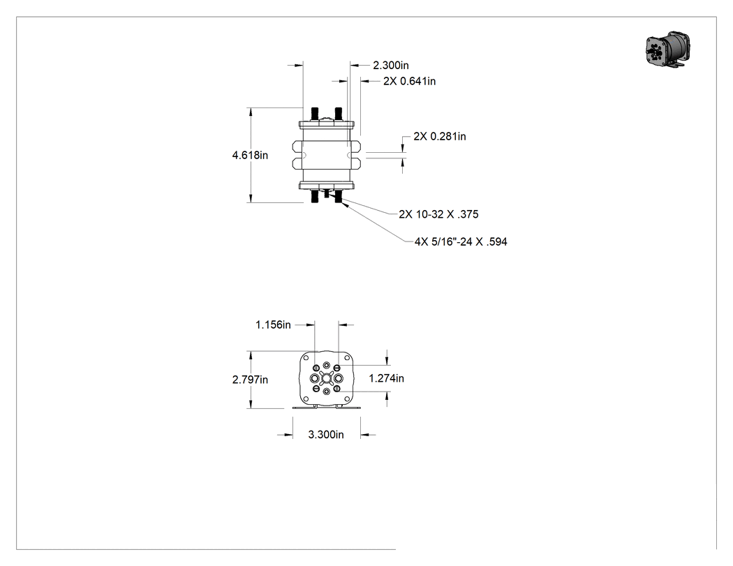 Teknik Çizim - Saplama-Terminal Rölesi, Suya Dayanıklı, SPDT, 6 Terminal, 12 V DC Giriş